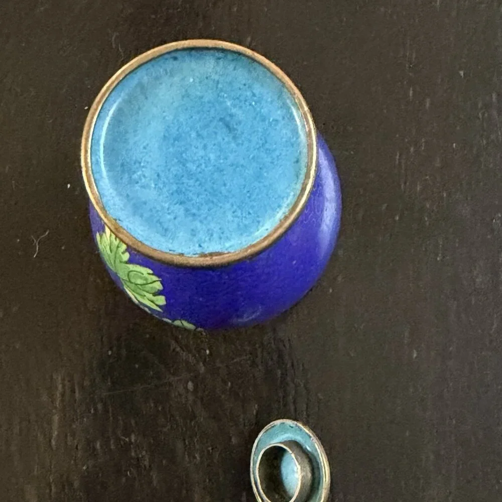 Vintage Chinese Cloisonne Enamel Vase Lidded Brass Enamel Flower Motifs Decor
